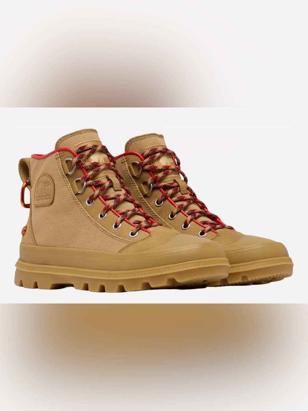 Sorel Scout and About Mid Sneaker Tan Canvas Lace-Up Boots Caribou-Buff 9 (NEW)